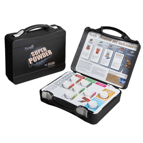 Valise démonstration commerciale - Mallette de présentation d'échantillons de produits ou nuanciers de matière - packaging plastique et carton sur mesure