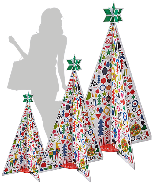 PLV sapin de Noël en carton personnalisable et sur mesure