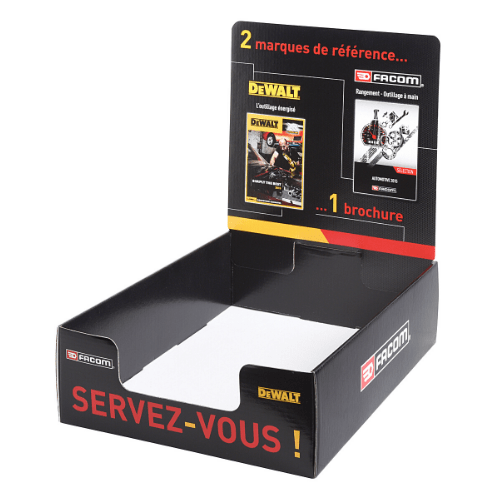 Présentoir de brochures magazines ou catalogues plv de comptoir en carton magasin professionnel