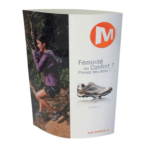 Mini totem elliptique ou totem de comptoir - PLV carton sur mesure - Display automatique