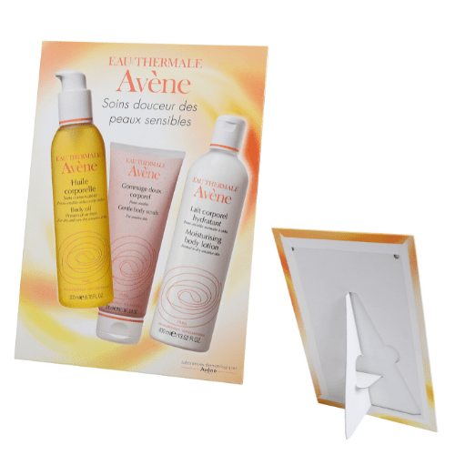 Chevalet de comptoir présentoir publicitaire sur pied chevalet pour cosmétique en pharmacie - PLV carton sur mesure