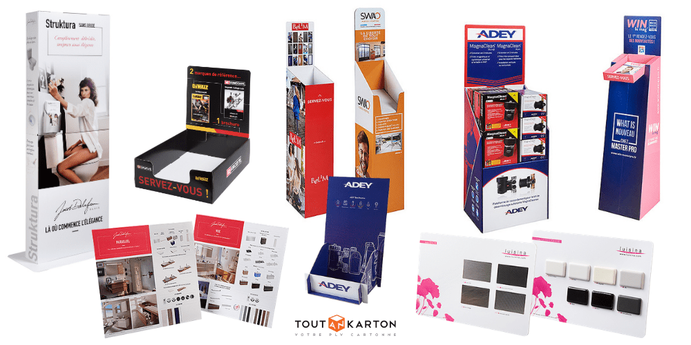plv magasin professionnel réseau grossiste artisan négoce - présentoir et totem carton sur mesure