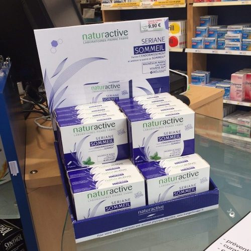 PLV présentoir de comptoir prêt à vendre pharmacie santé naturelle compléments alimentaires