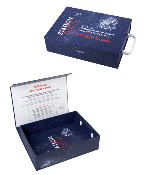 boîte magnétique coffret carton à rabat aimanté avec poignée en plastique pvc