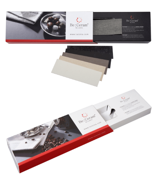 boite échantillon étui fourreau carton avec calage sur mesure pour nuancier de céramique