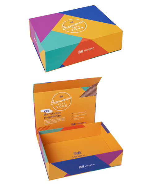 Boite aimantée - coffret cadeau client - welcome pack immobilier - Packaging carton sur mesure