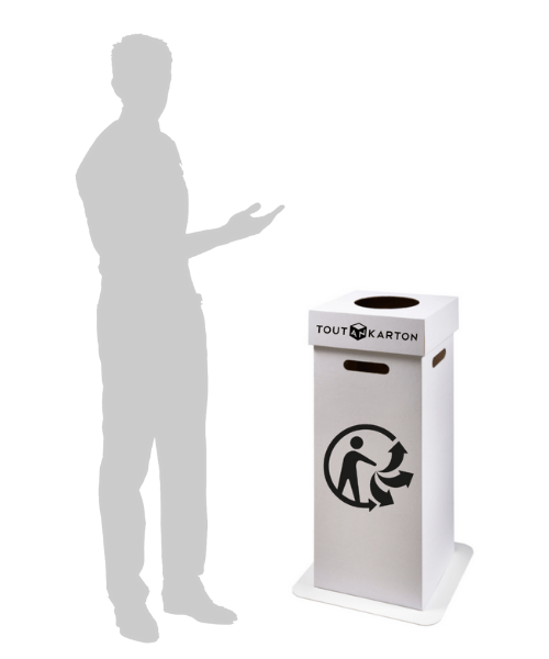 Poubelle en carton PLV personnalisable dimensions sur mesure recyclage et tri des déchets