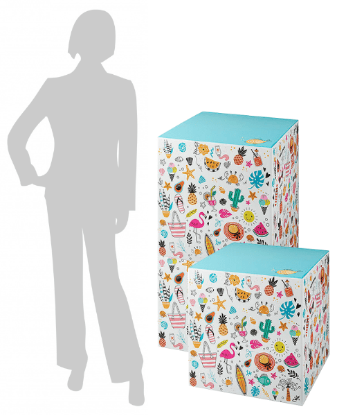 Podium carton cube - plv cube en carton pour animation de vitrine en boutique et pharmacie