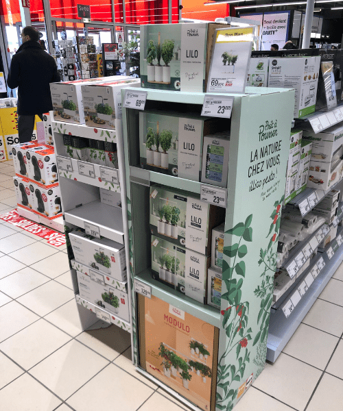 Box plv carton présentoir de sol