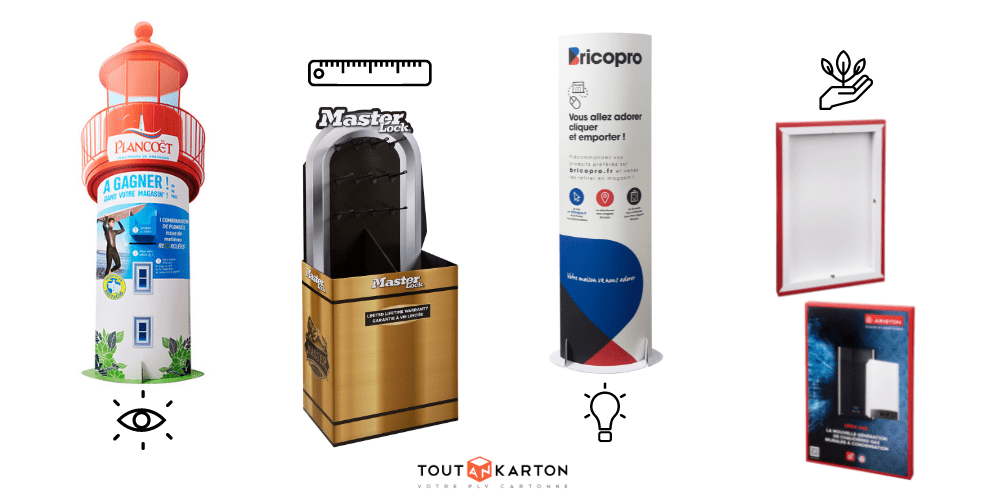 PLV carton, les avantages du carton pour une PLV écologique, originale, personnalisée et accrocheuse