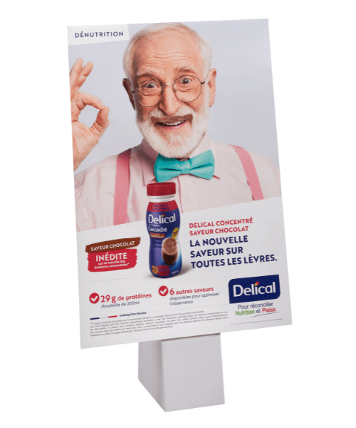 panneau plv carton double pied chevalet pour vitrine de pharmacie et compléments alimentaires