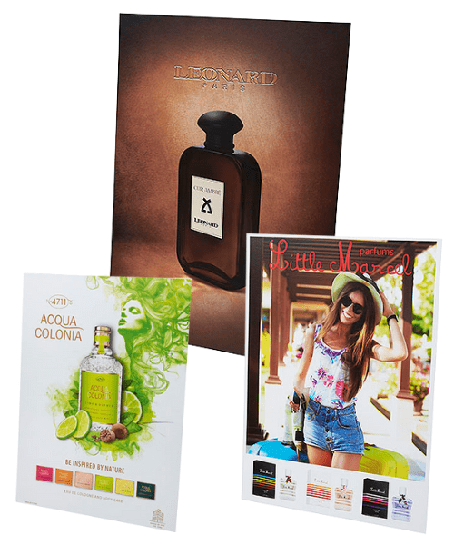 galerie de panneaux chevalets de sol carton sur-mesure pour la boutique, parfumerie, pharmacie, institut de beauté et salon de coiffure
