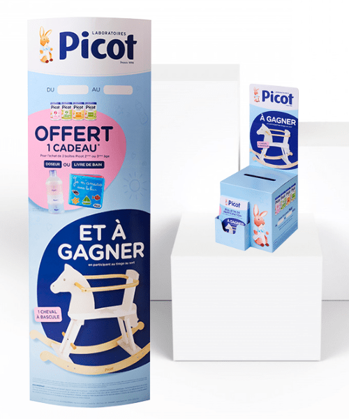 kit plv carton sur-mesure pour animation jeu concours en pharmacie
