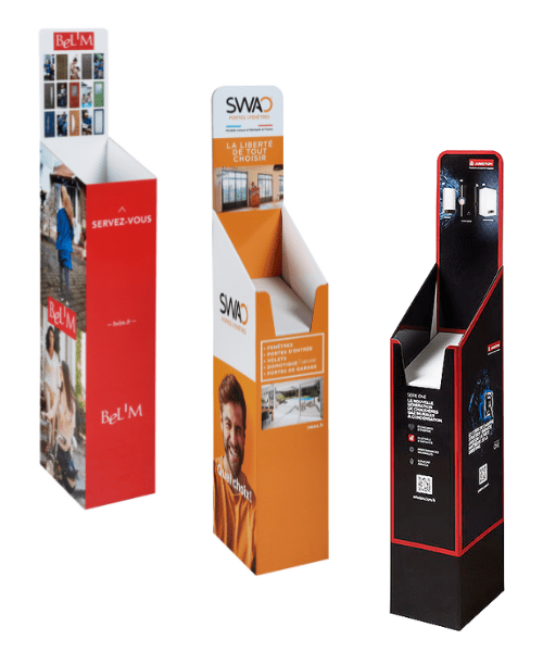exemples de plv présentoirs de catalogues en carton
