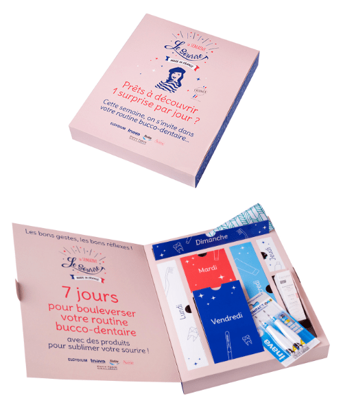 Calendrier avent cosmétiqsue calendrier du sourire hygiène bucco-dentaire pharmacie packaging carton sur-mesure