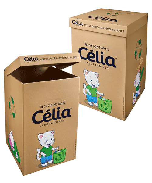 PLV poubelle corbeille collecteur recyclage tri des déchets plv carton sur mesure personnalisable