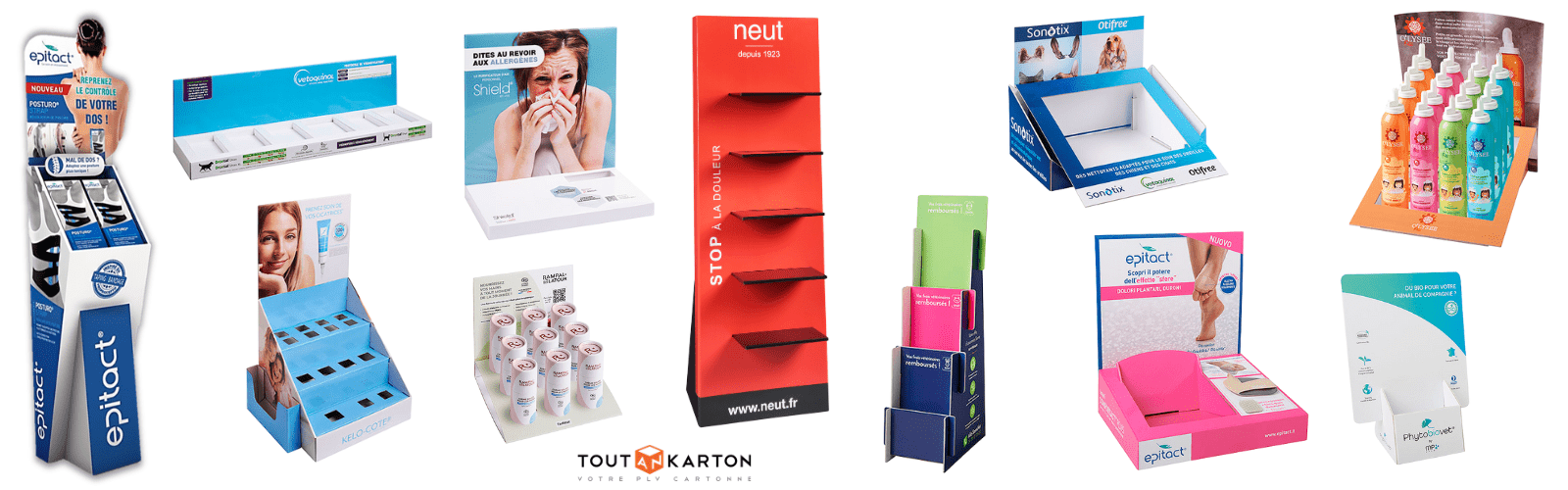 présentoir pharmacie publicitaire en carton personnalisé