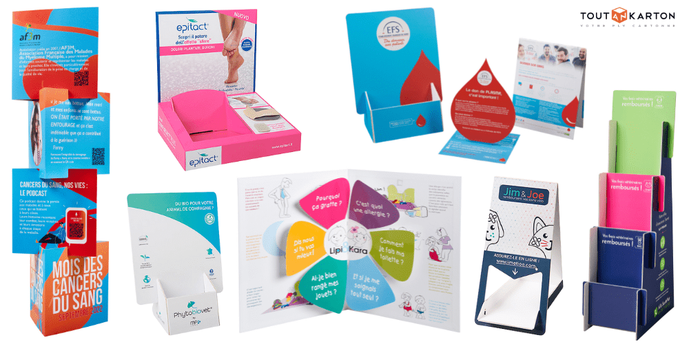 plv ilv communication en santé humaine et animale : présentoir et totem plv carton sur mesure made in France