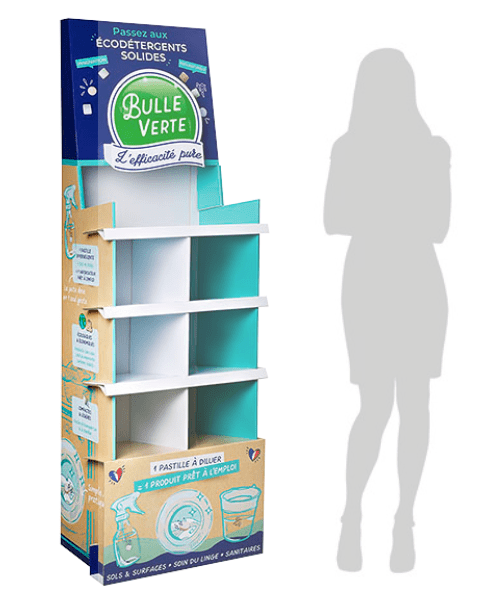 présentoir étagères carton - plv de sol sur mesure - plv hygiène beauté santé