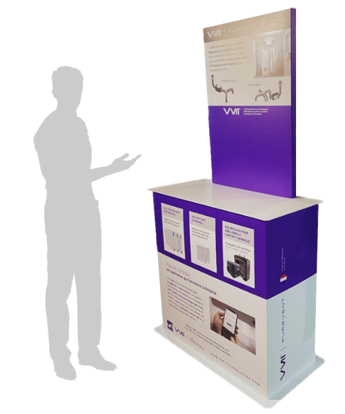 Comptoir en carton personnalisé, PLV podium présentoir de produit