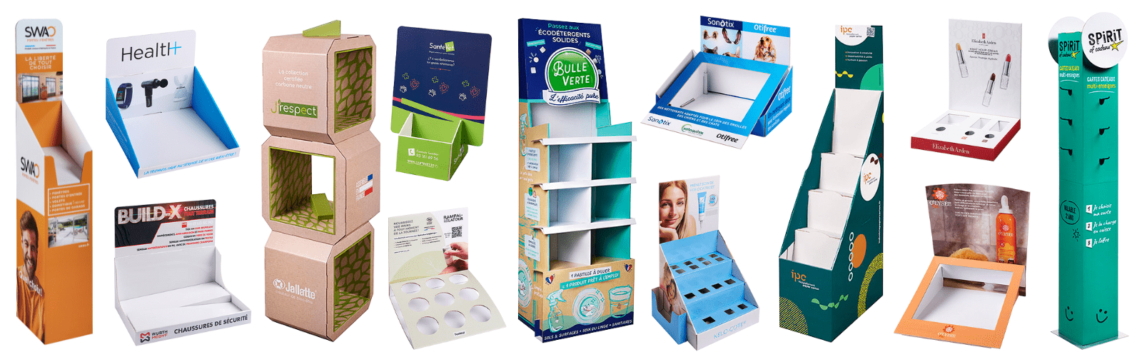 Présentoirs de produits et de documents pour publicité magasin