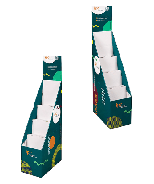porte magazines en escalier - box plv carton sur-mesure - fabricant français - plv écologique