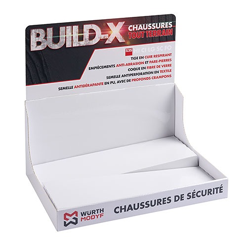 présentoir de chaussures de sécurité pour les comptoirs professionnels