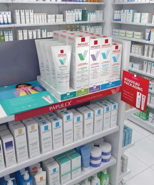 plv habillage de linéaire cosmétique pharmacie