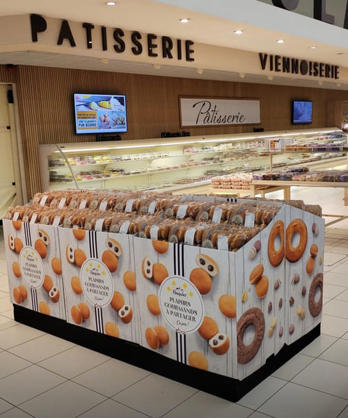 Box plv carton demi palette en escalier pour pâtisserie et viennoiserie