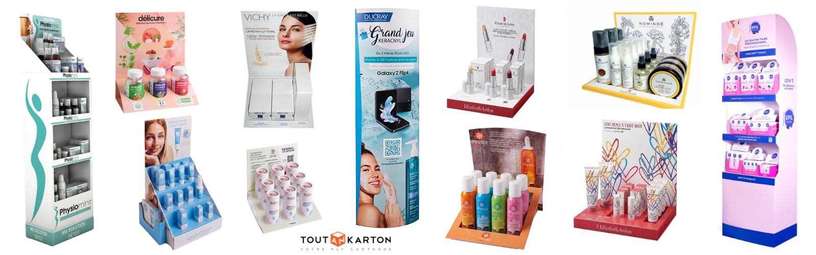 plv cosmétique présentoirs carton sur mesure