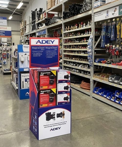 box plv carton produits techniques magasin professionnel