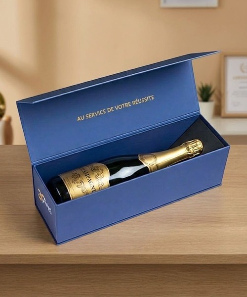 coffret bouteille rabat aimante dorure a chaud