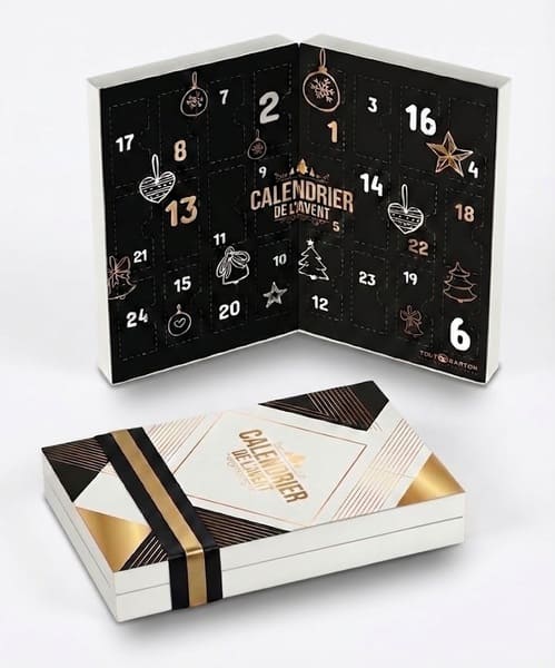packaging calendrier de l'avent 24 cases étui paravent a4 carton personnalisable