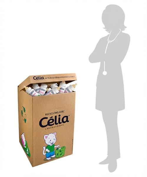 plv collecteur recyclage en carton ondulé
