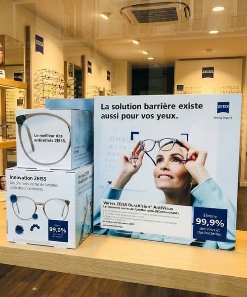 plv cube vitrine magasin optique
