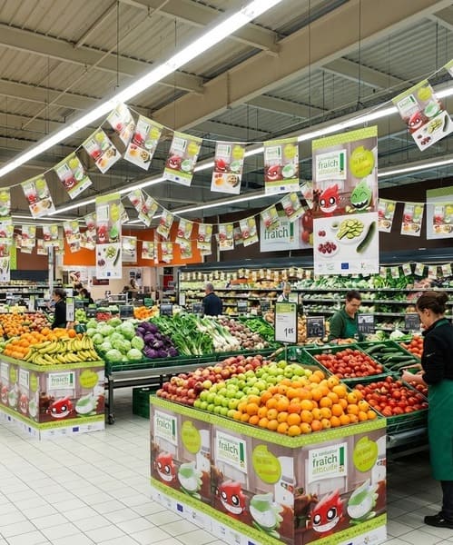 plv guirlande de fanions produits alimentaires supermarché