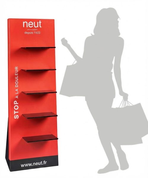 plv présentoir à tablettes chaussures