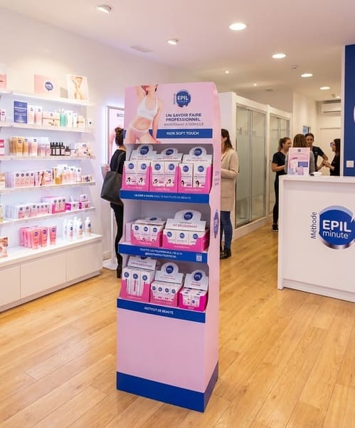plv présentoir cosmétiques institut de beauté