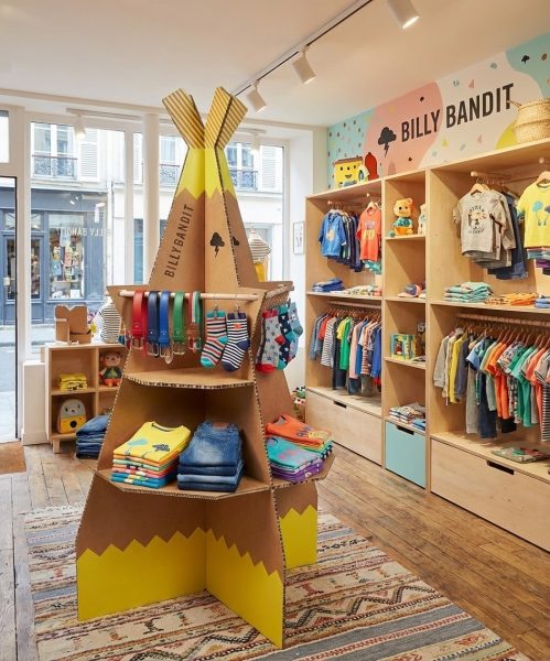 plv présentoir tipi boutique vêtements enfants