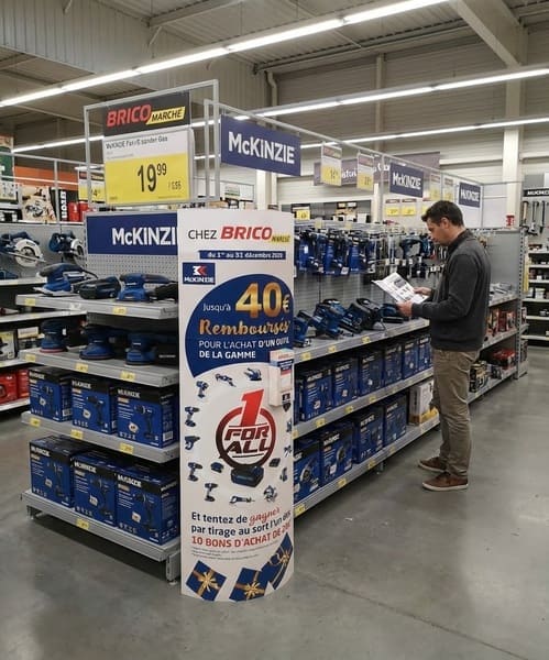 plv totem elliptique carton jeu concours magasin bricolage
