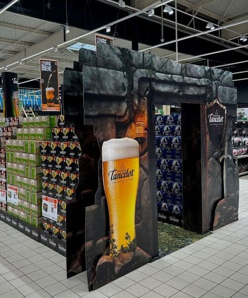 arche plv carton sur mesure bières théâtralisation grande distribution
