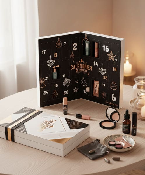 calendrier de l'avent cosmétiques nutricosmétiques étui paravent a4 personnalisable