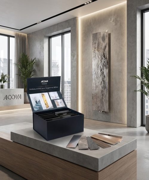coffret présentoir échantillons métalliques habillage chauffage luxe