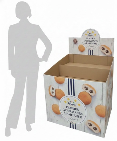 plv box carton demi palette avec calage en escalier