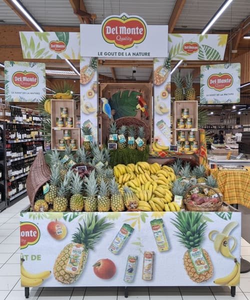 plv arche de bac sur-mesure pour théâtralisation fruits et légumes