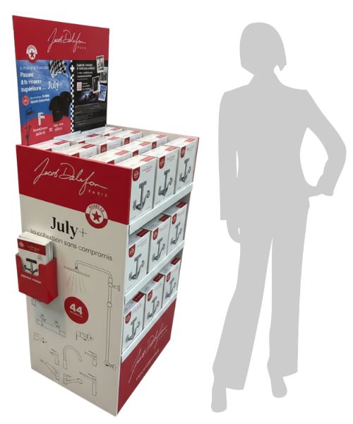 plv présentoir étagères en carton avec porte brochures