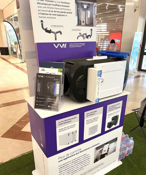 podium glorifieur plv pour fabricant produit ventilation