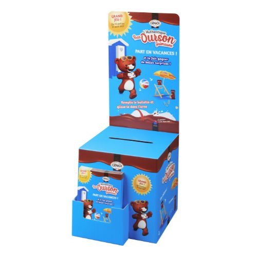 urne carton plv de comptoir grande distribution alimentaire